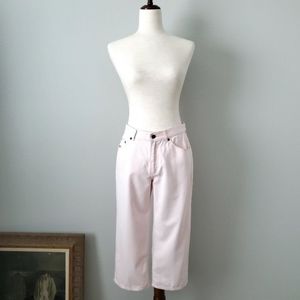 Ralph Lauren High Waist Pink Cotton Cropped Mom Jeans, Size 4